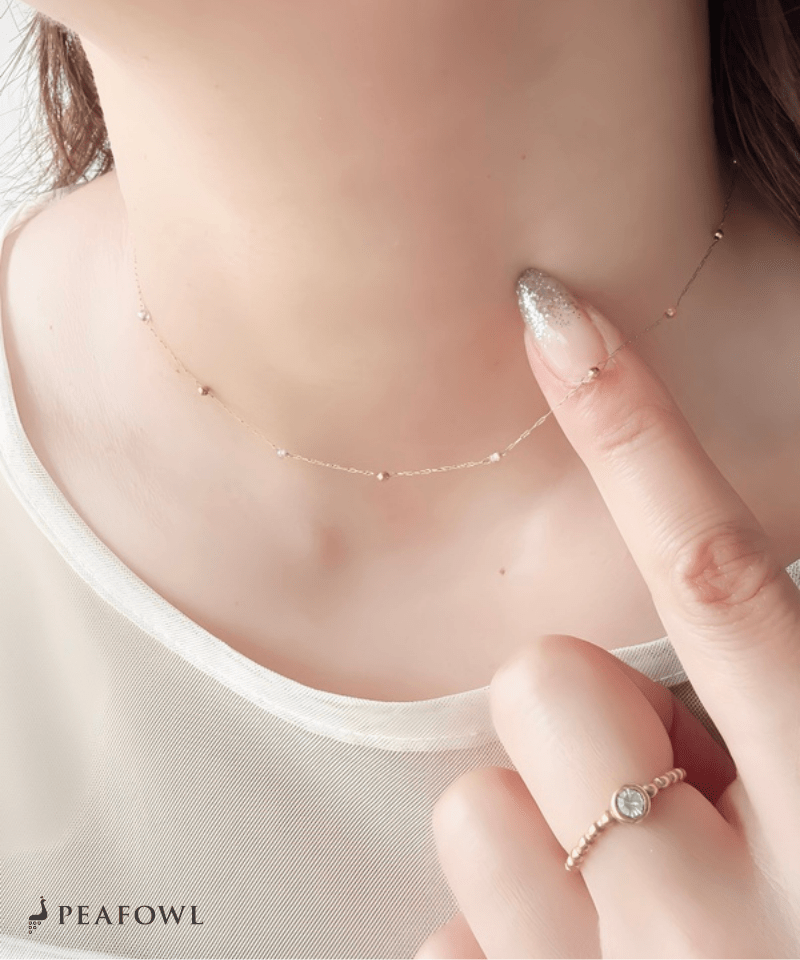 Tiny Stone Necklace - peafowl