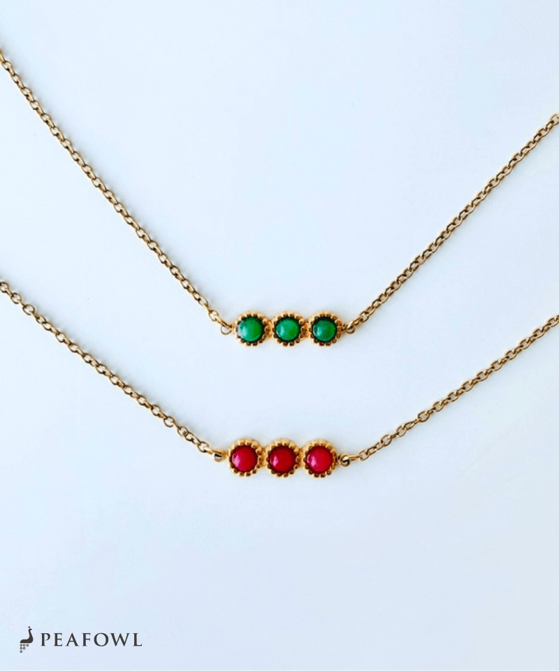 Trio Stone Necklace - peafowl