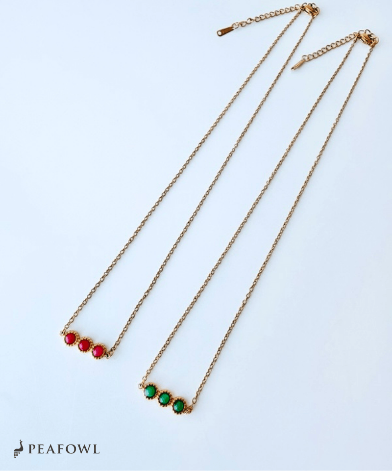 Trio Stone Necklace - peafowl