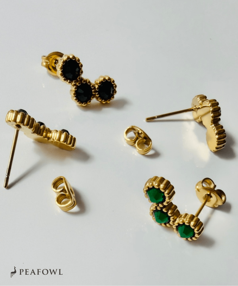 Triple Stone Pierce - peafowl