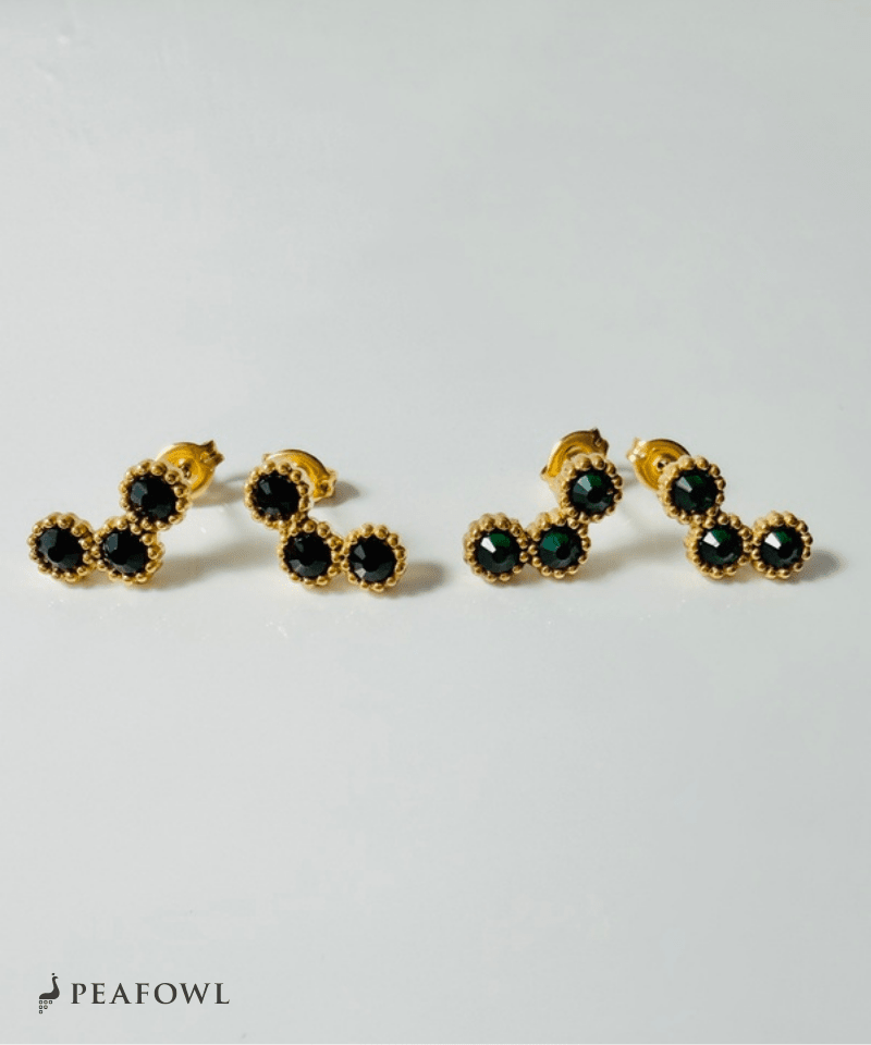 Triple Stone Pierce - peafowl