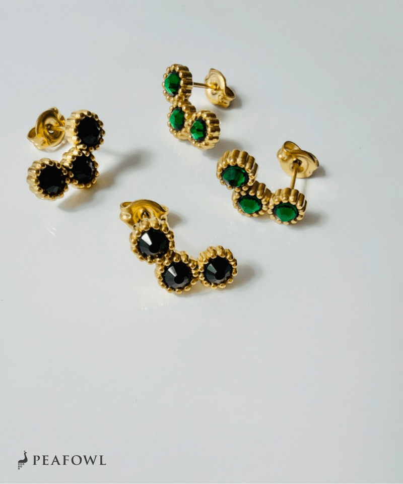 Triple Stone Pierce - peafowl