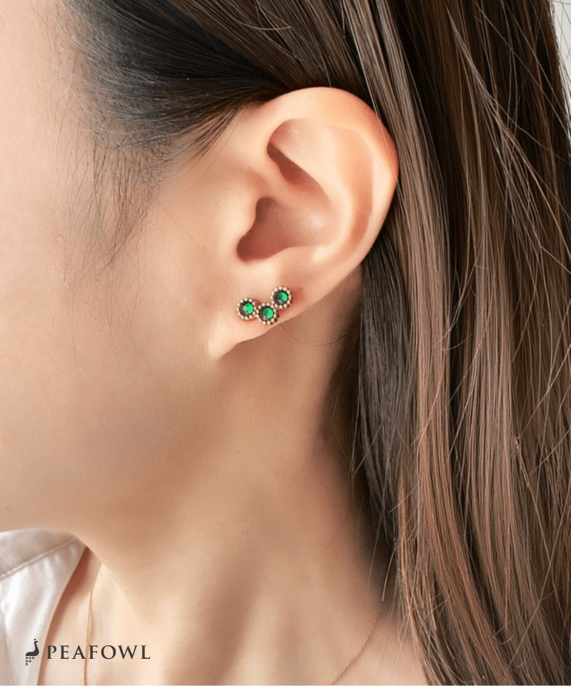 Triple Stone Pierce - peafowl