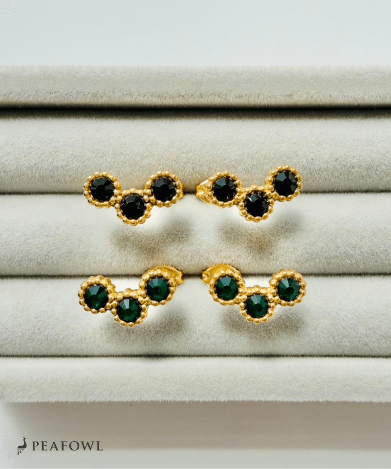 Triple Stone Pierce - peafowl