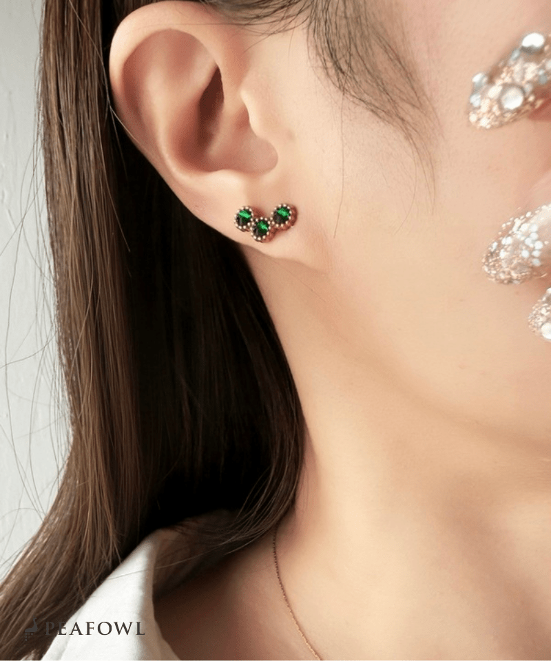 Triple Stone Pierce - peafowl