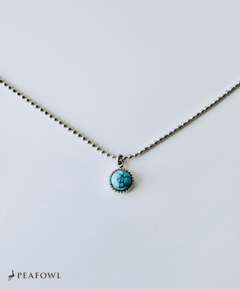 Turquoise Round Necklace - peafowl