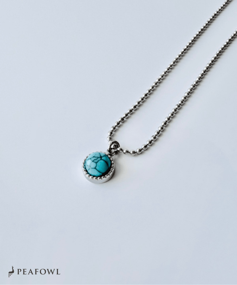 Turquoise Round Necklace - peafowl