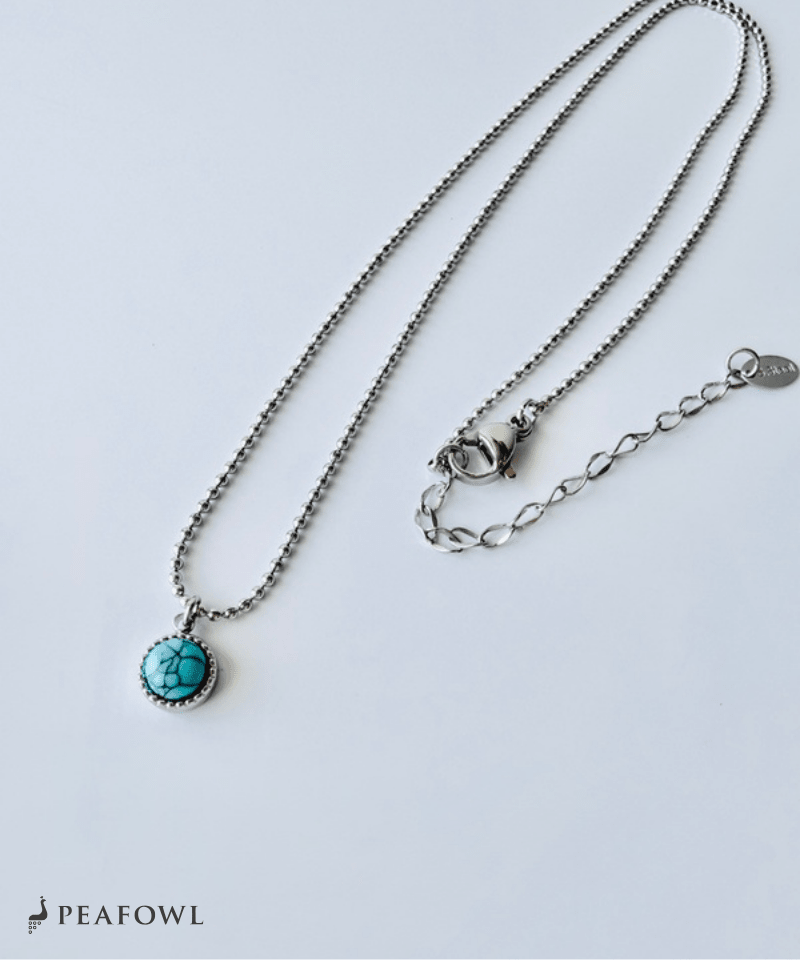 Turquoise Round Necklace - peafowl