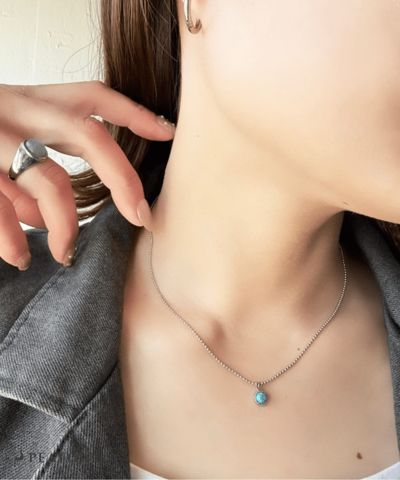 Turquoise Round Necklace - peafowl