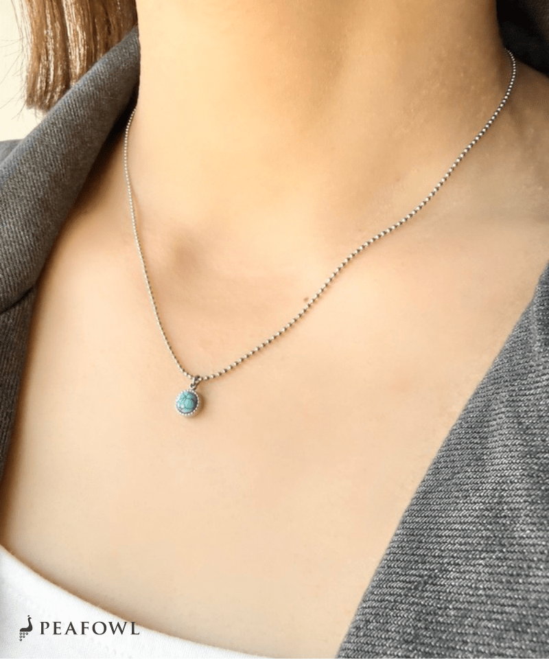 Turquoise Round Necklace - peafowl