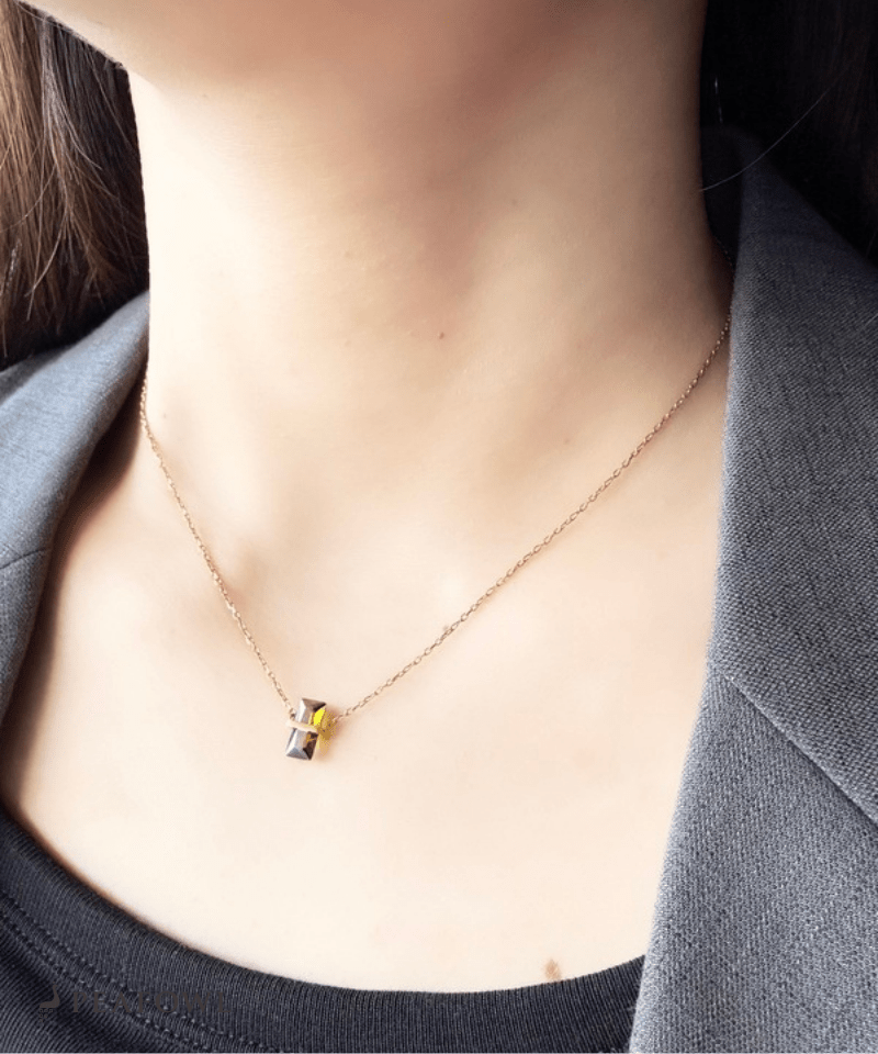 Vertical Green Zircon Necklace - peafowl