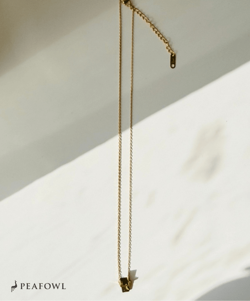 Vertical Green Zircon Necklace - peafowl