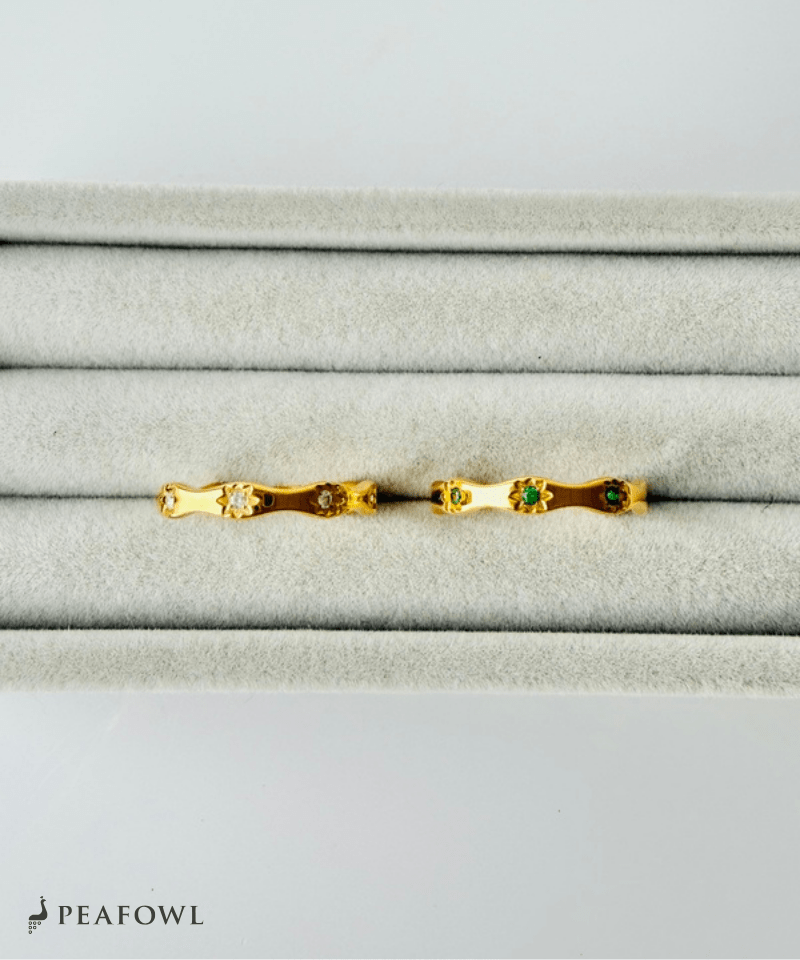 Wave Stone Ring - peafowl