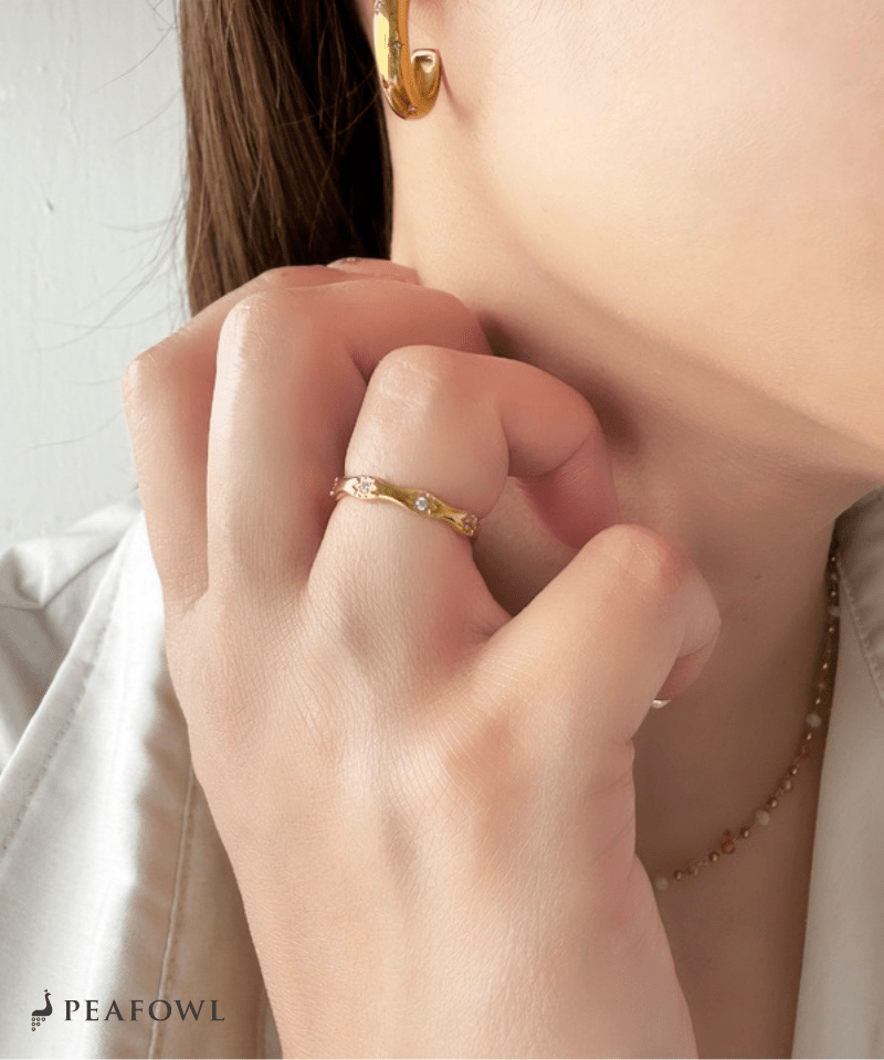 Wave Stone Ring - peafowl