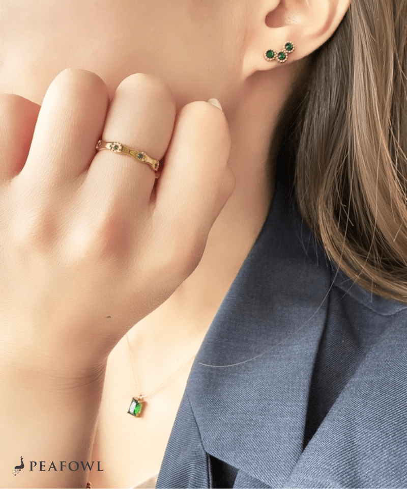 Wave Stone Ring - peafowl
