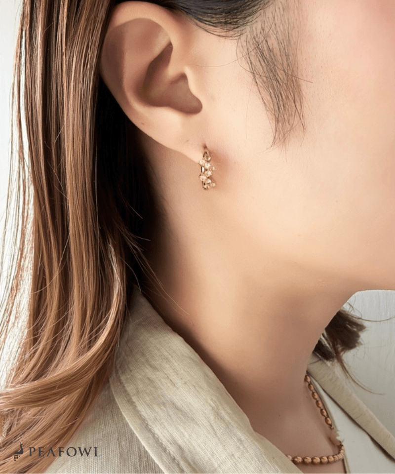 Wave Zircon Hoop Pierce - peafowl