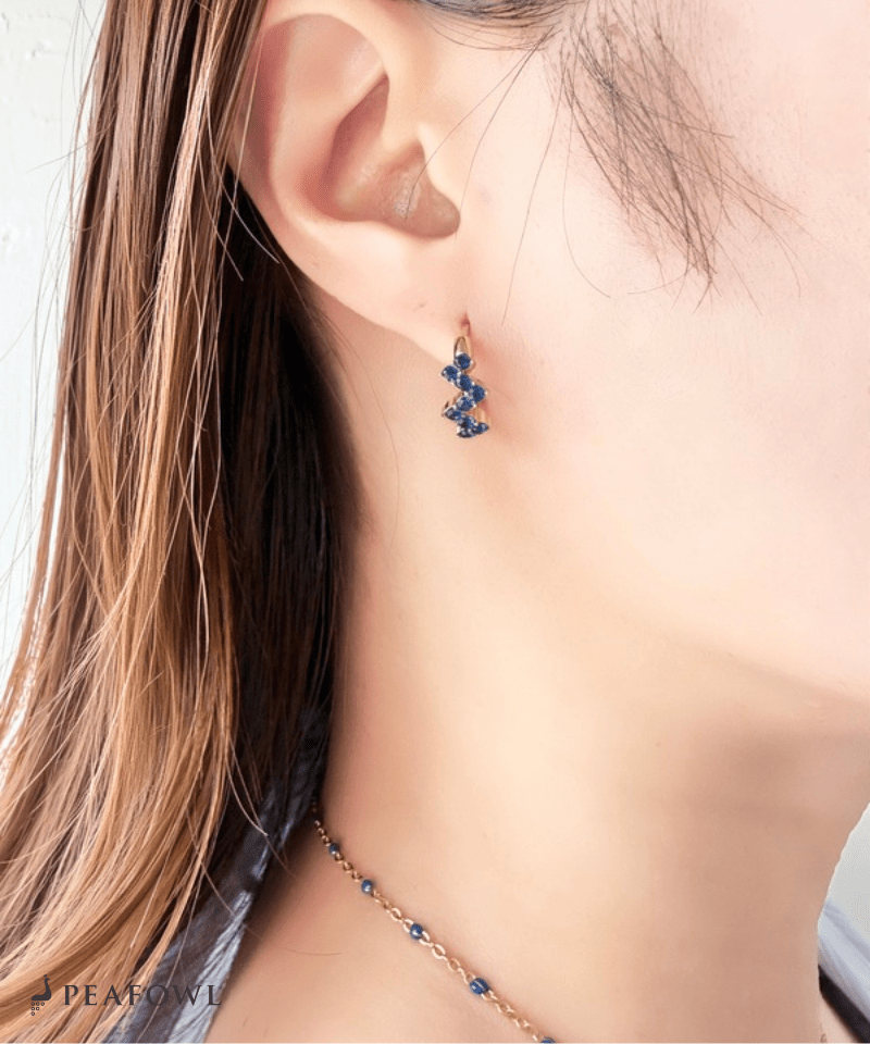 Wave Zircon Hoop Pierce - peafowl