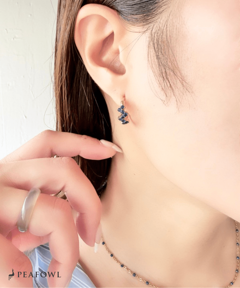 Wave Zircon Hoop Pierce - peafowl