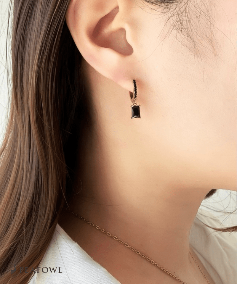Zircon Hoop Pierce - peafowl