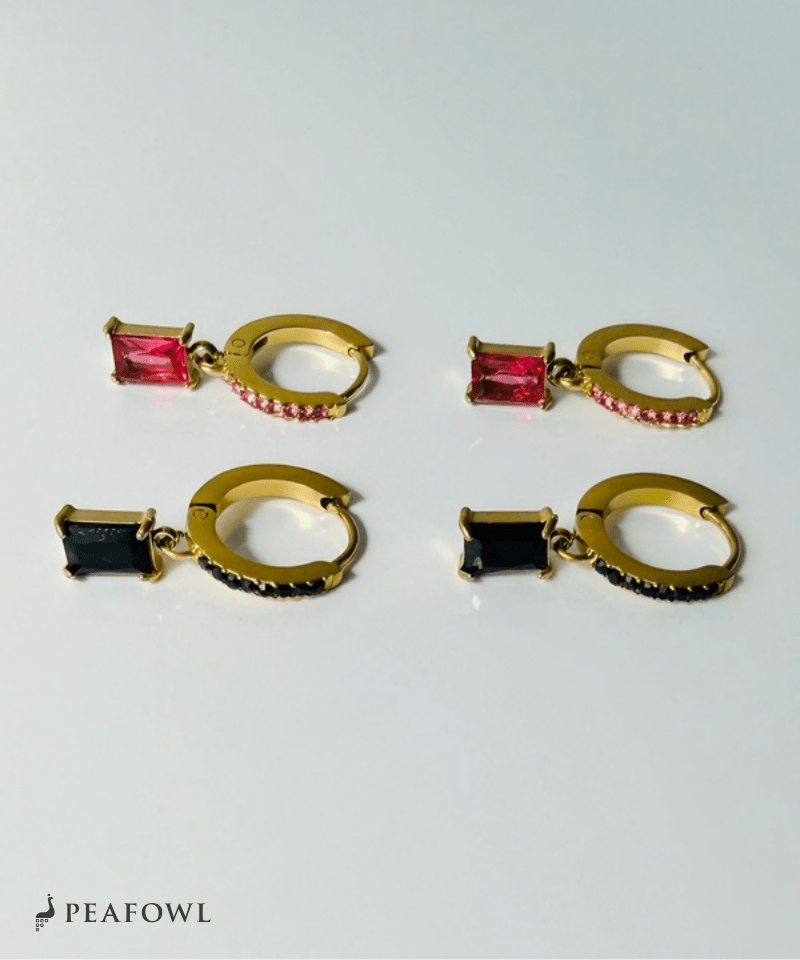 Zircon Hoop Pierce - peafowl