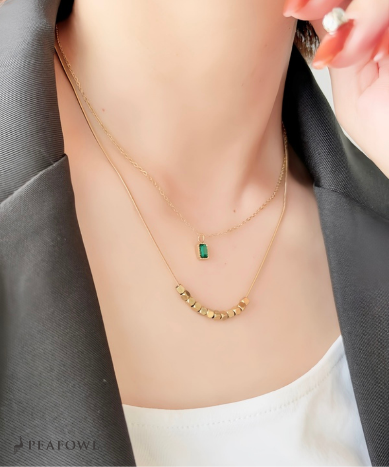 Layered Green Zircon Necklace