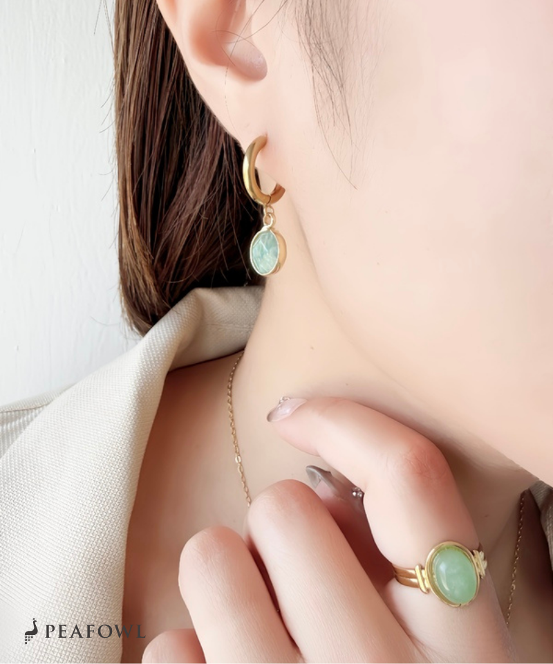 Stone Charm Hoop Pierce