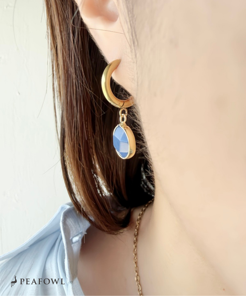 Stone Charm Hoop Pierce
