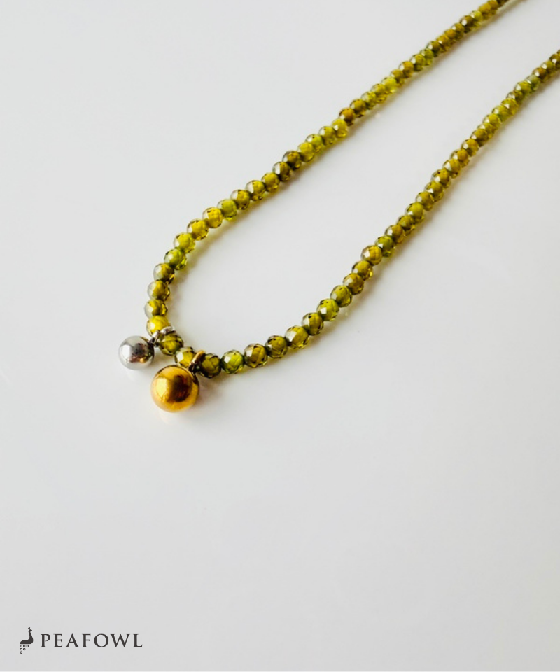 Olive Stone Ball Necklace
