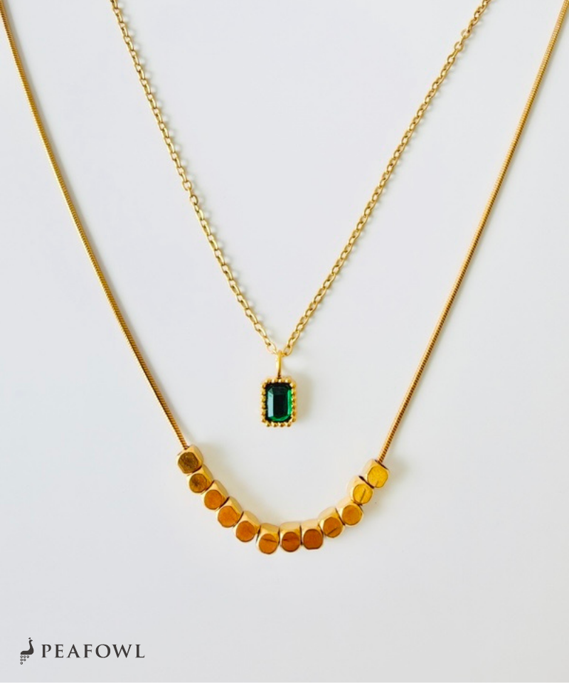 Layered Green Zircon Necklace