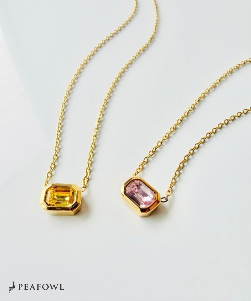 Colored Crystal Chain Necklace