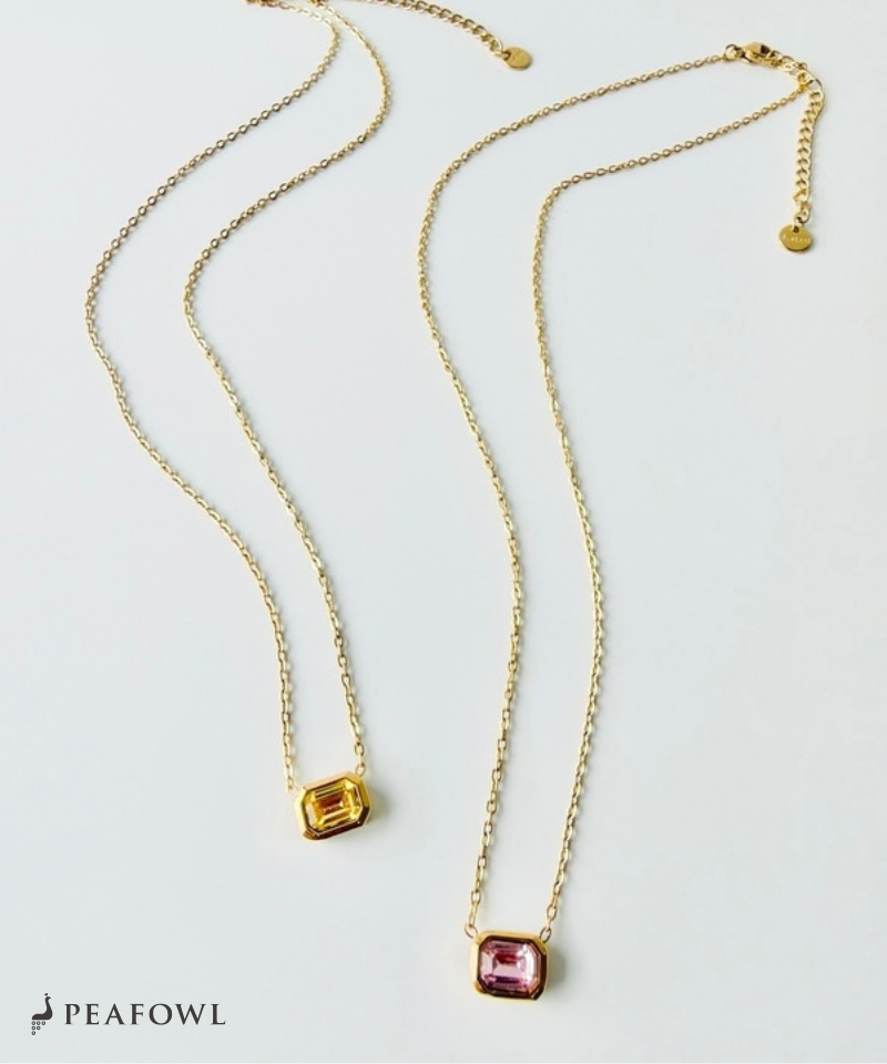 Colored Crystal Chain Necklace