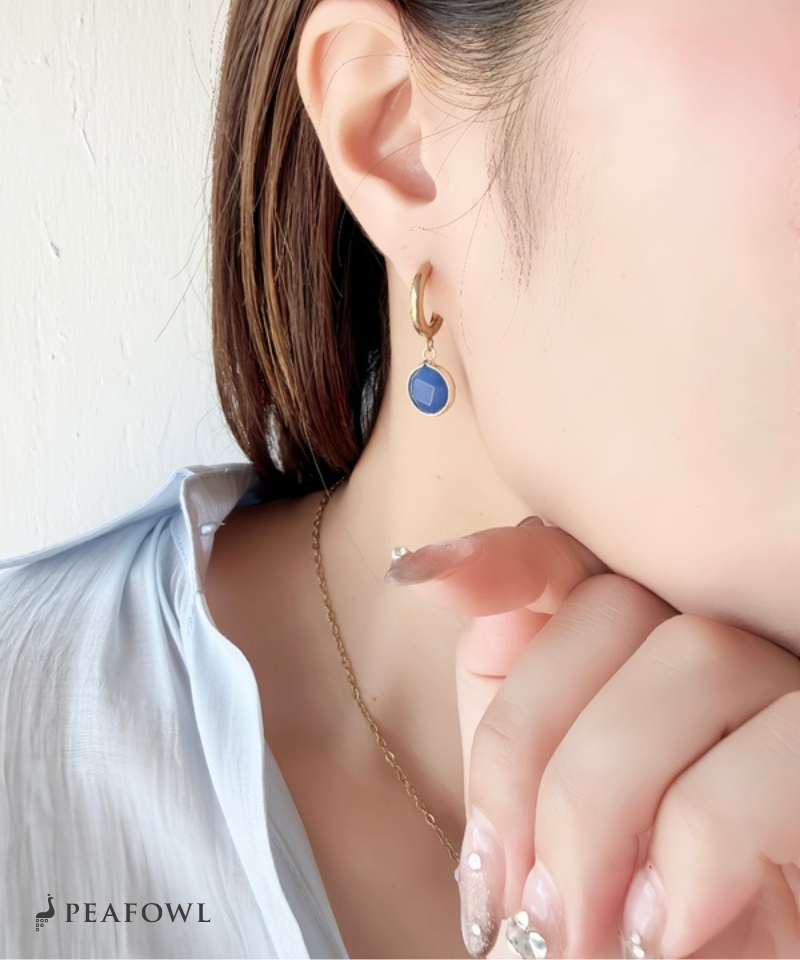 Stone Charm Hoop Pierce