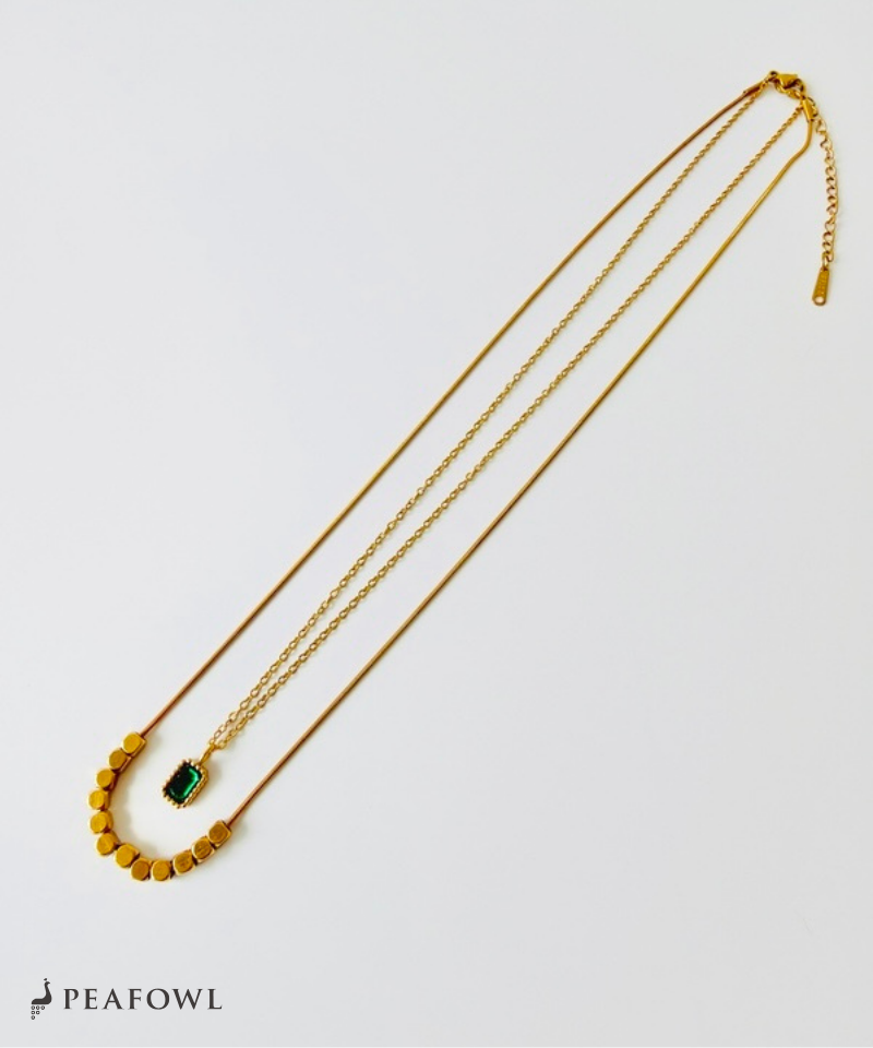 Layered Green Zircon Necklace
