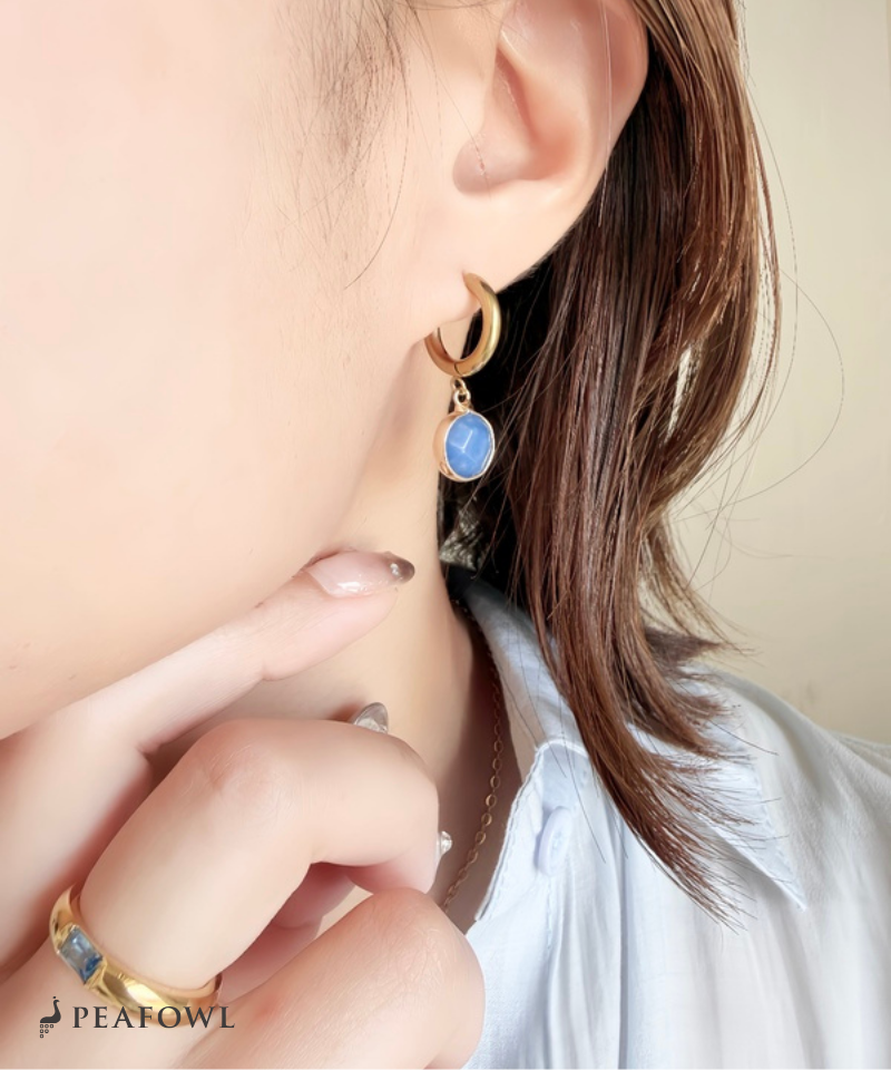 Stone Charm Hoop Pierce