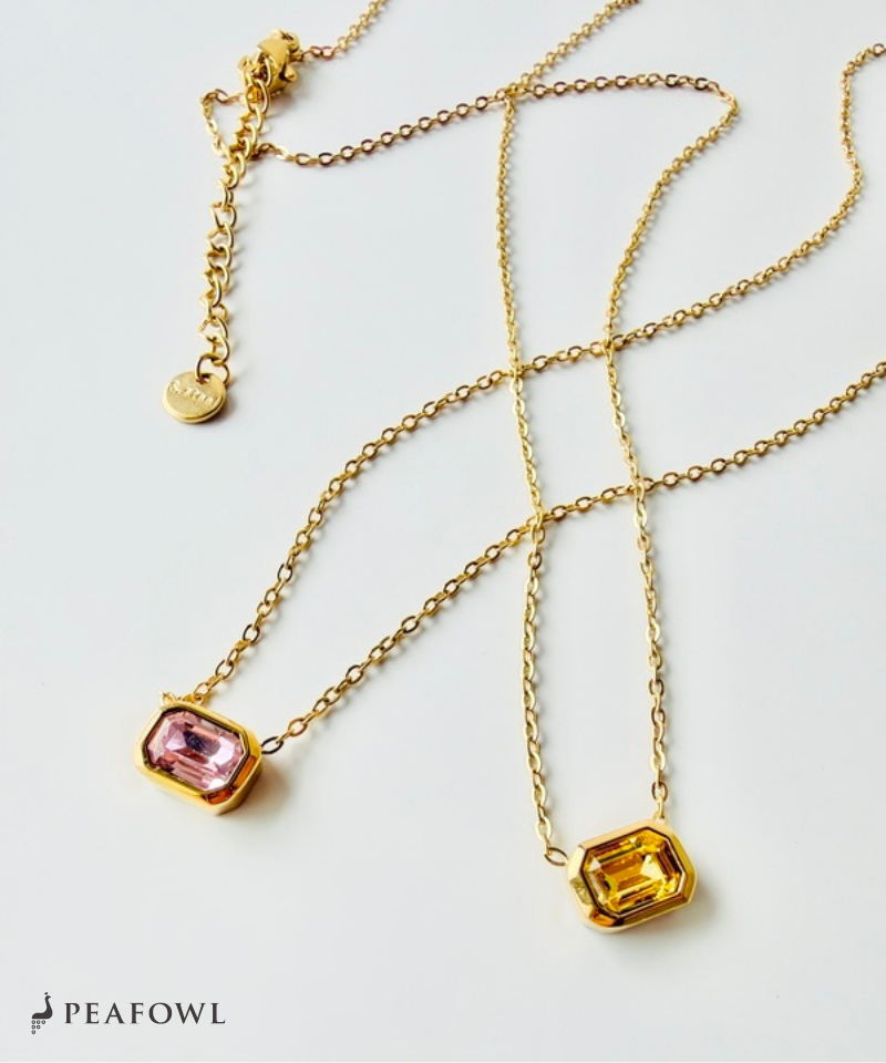 Colored Crystal Chain Necklace