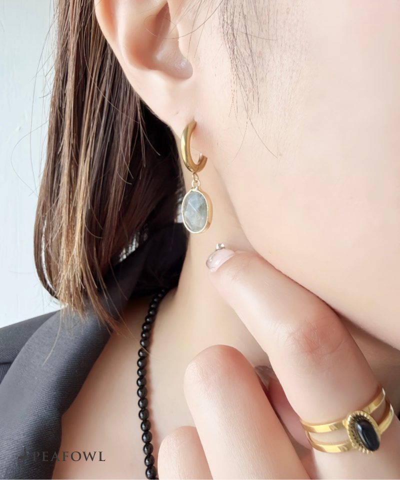 Stone Charm Hoop Pierce