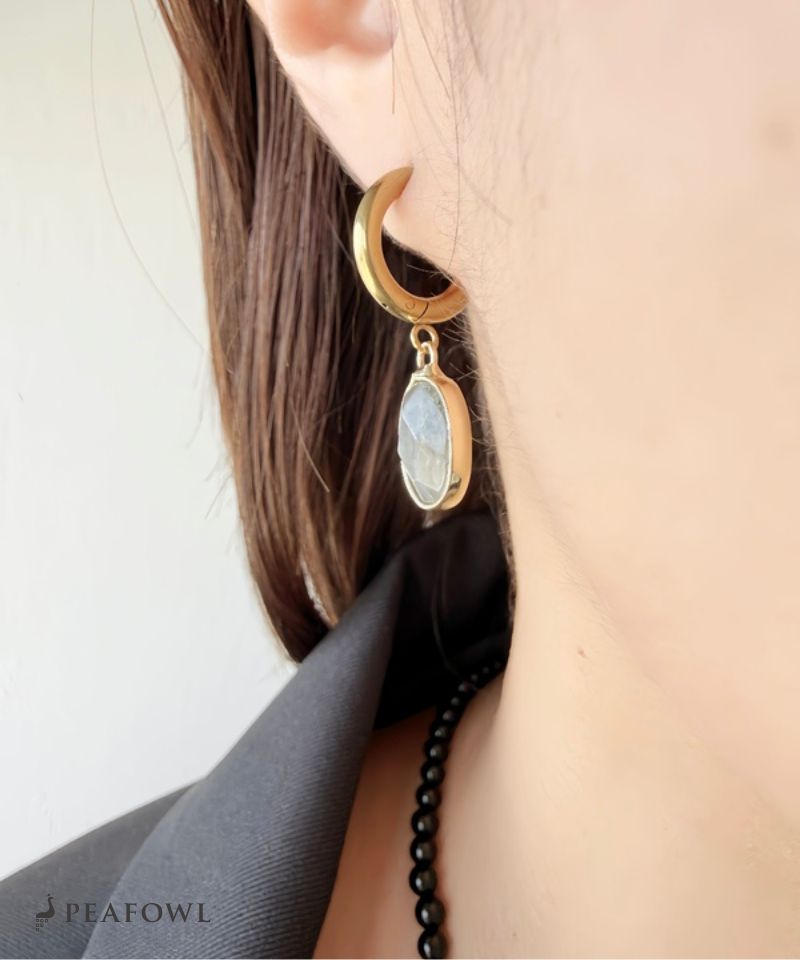 Stone Charm Hoop Pierce