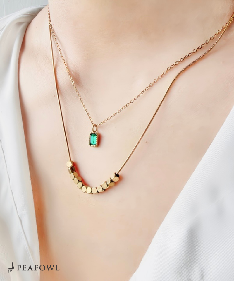 Layered Green Zircon Necklace