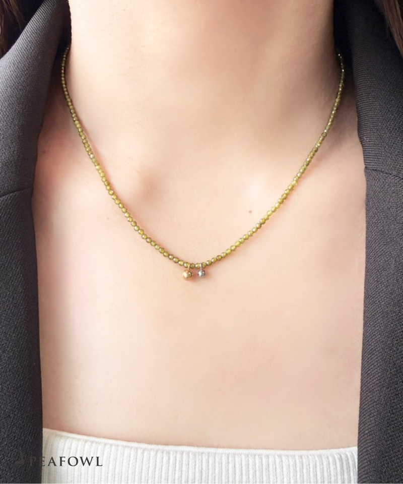 Olive Stone Ball Necklace