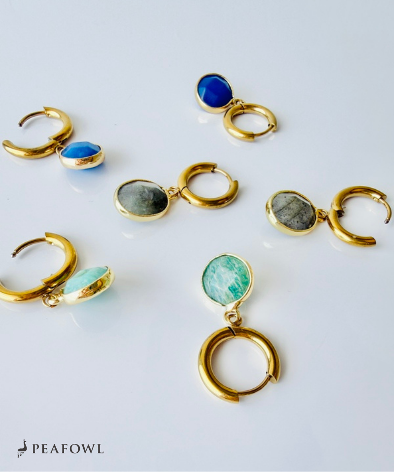 Stone Charm Hoop Pierce