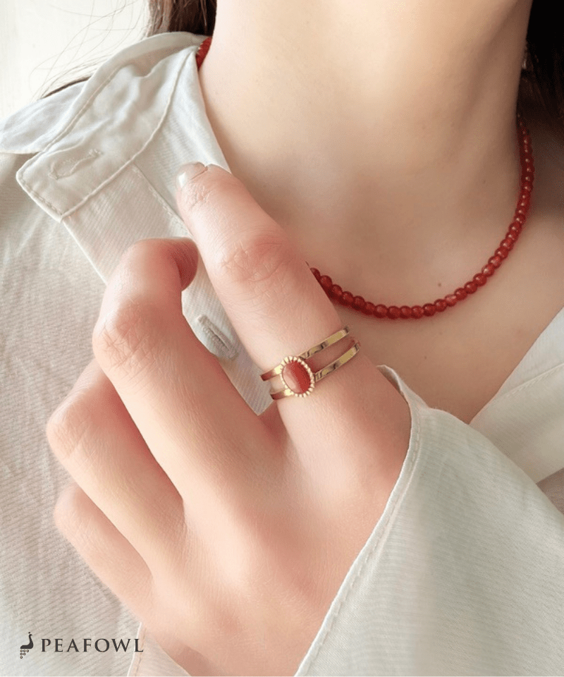 2Line Gem Ring - peafowl