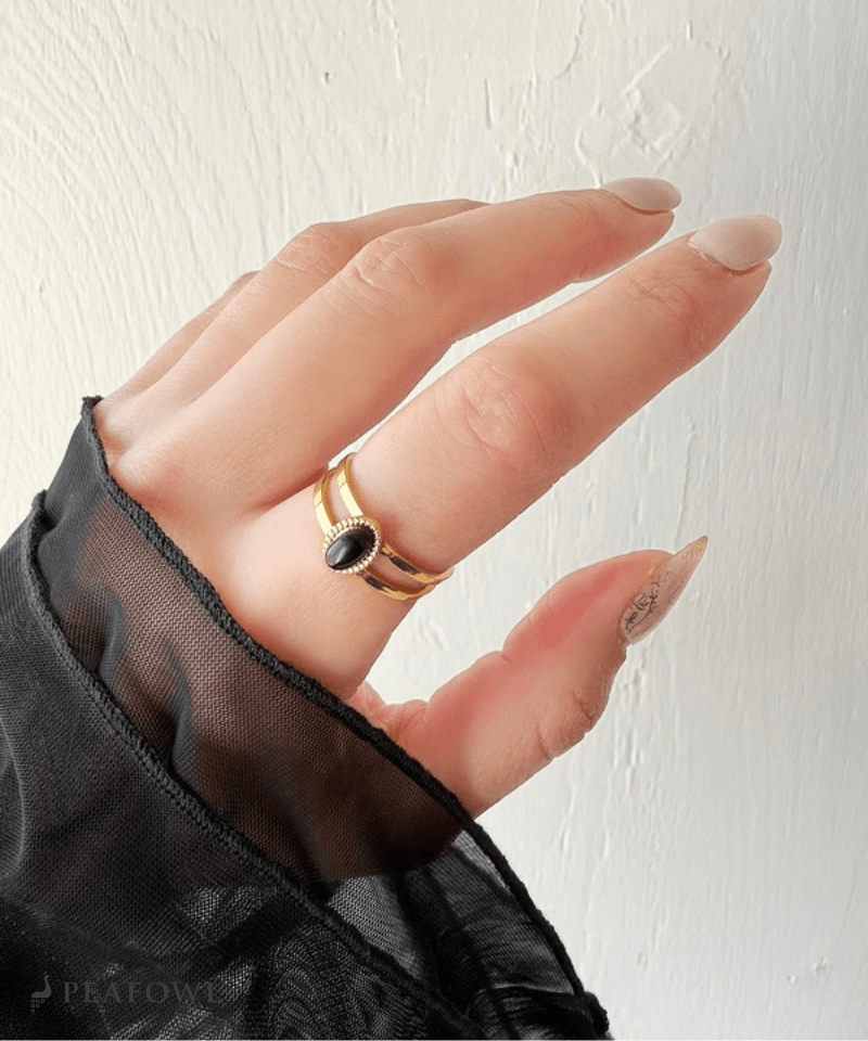 2Line Gem Ring - peafowl