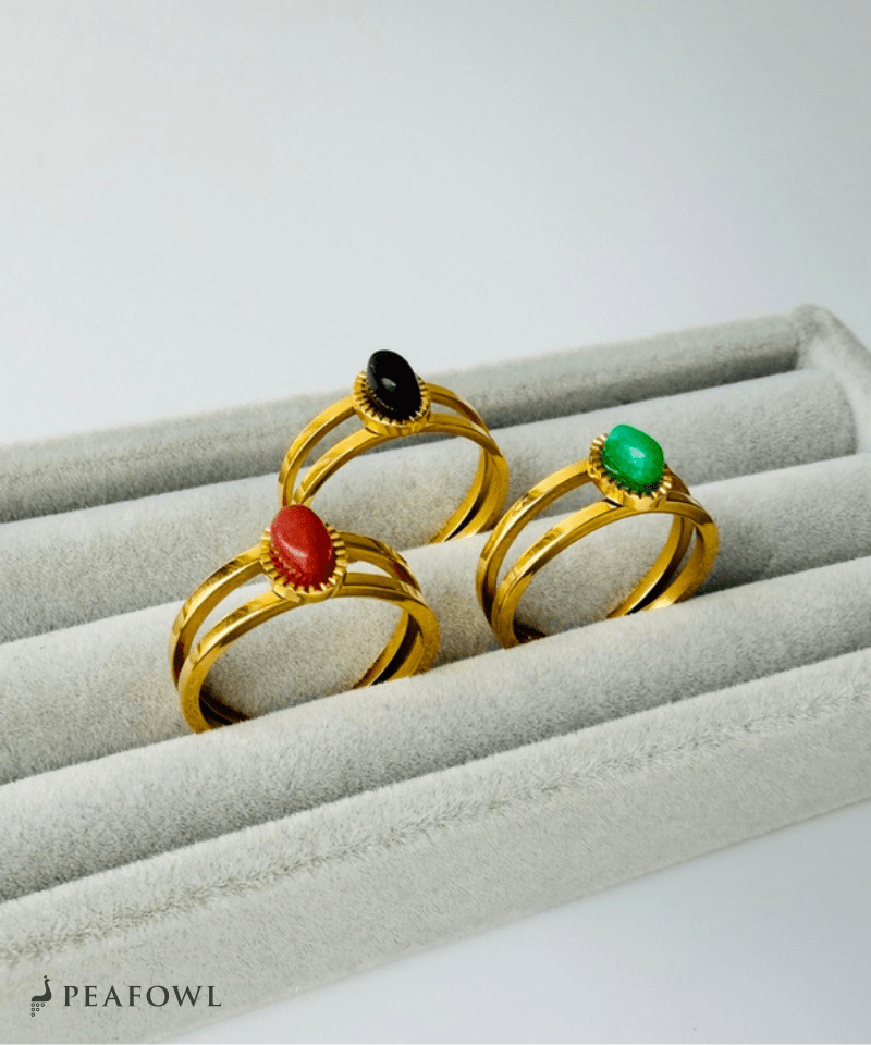 2Line Gem Ring - peafowl