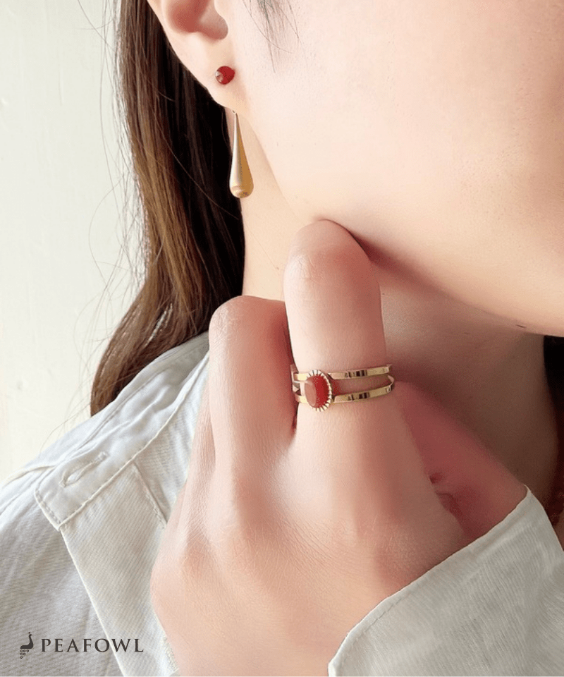 2Line Gem Ring - peafowl