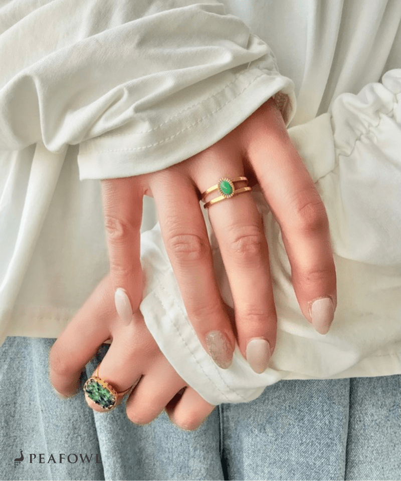 2Line Gem Ring - peafowl