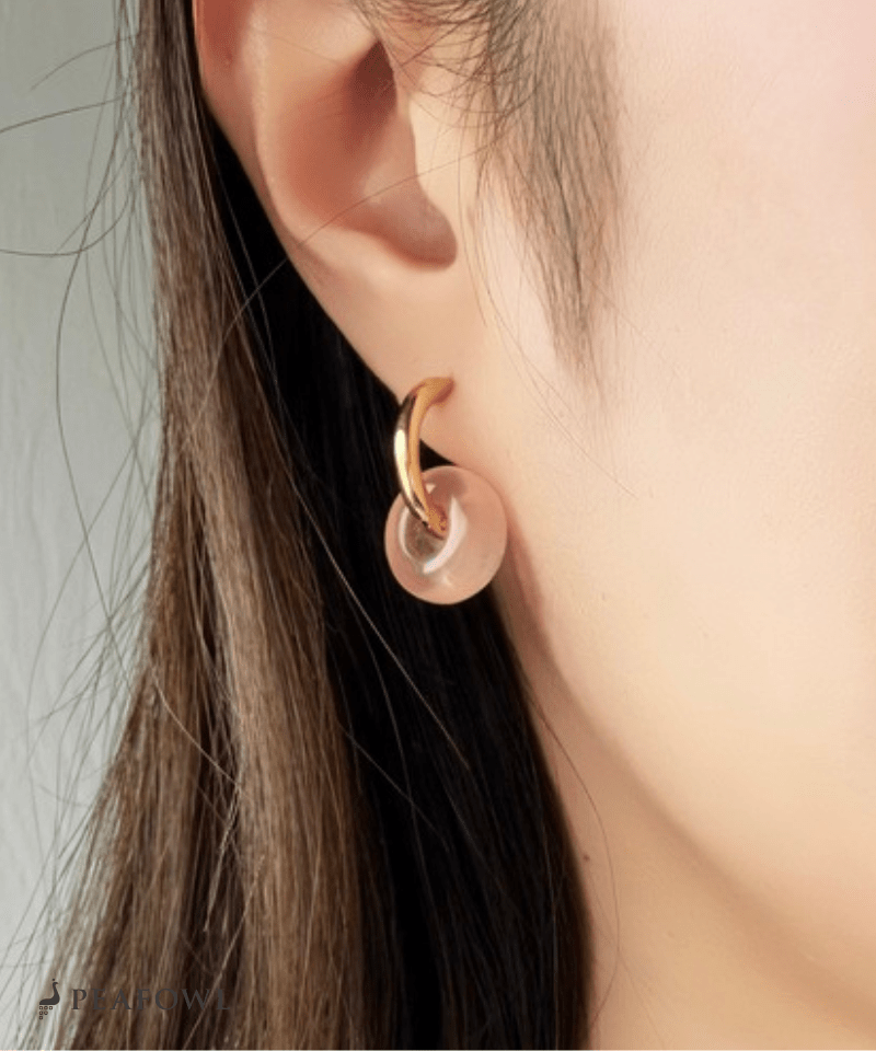 2way Gold Hoop Pierce - peafowl