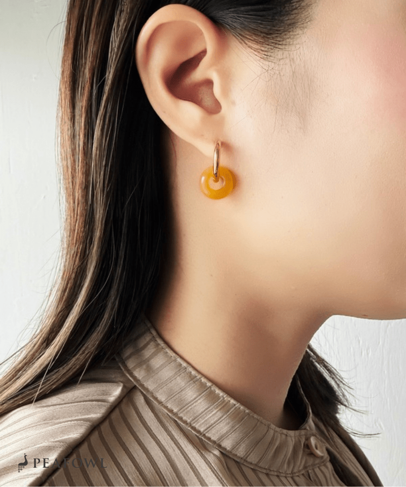 2way Gold Hoop Pierce - peafowl