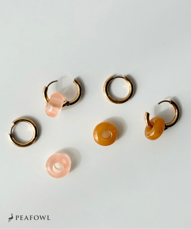 2way Gold Hoop Pierce - peafowl