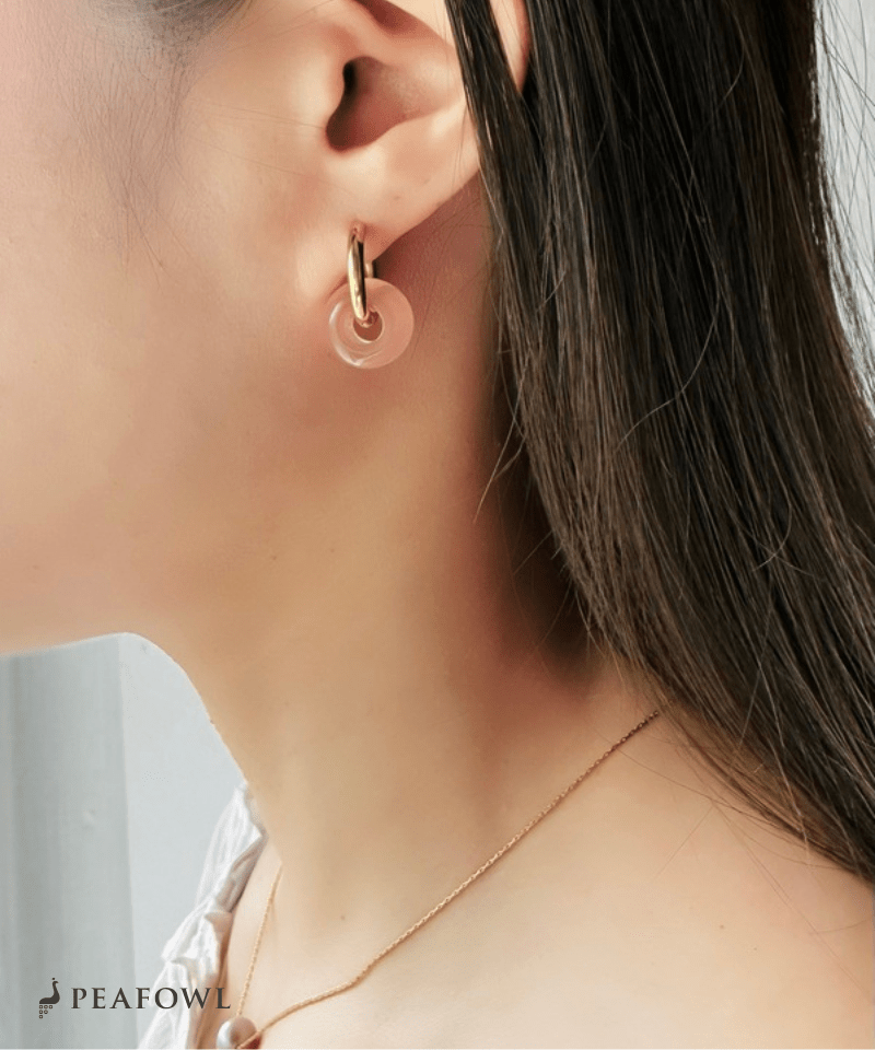 2way Gold Hoop Pierce - peafowl