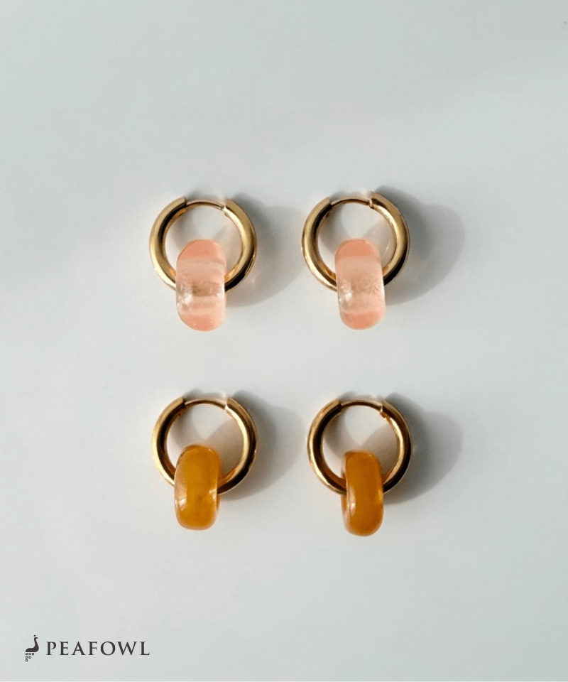 2way Gold Hoop Pierce - peafowl